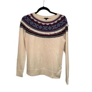 Talbots cream with blue/ red fair isle- size s